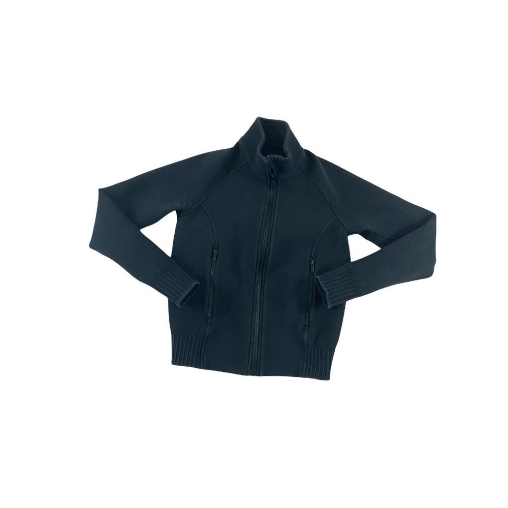 Lululemon Women's Thick Black Mock Neck Full Zip Jacket -2
